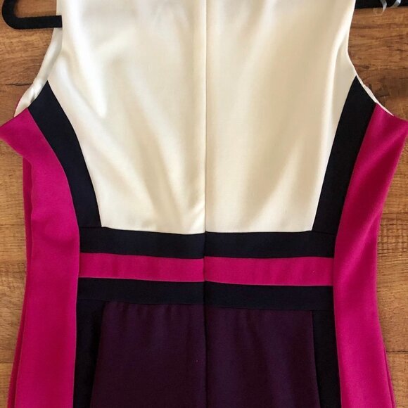 NWT Shelby & Palmer white, fuchsia, black, dee purple Color Block Dress. size 8 - Picture 3 of 7